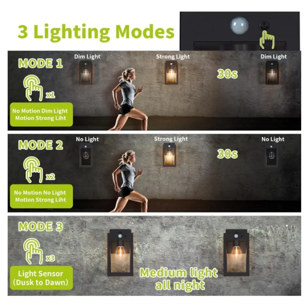MDENLT Solar Outdoor Wall Lights Dusk to Dawn 2 Pack